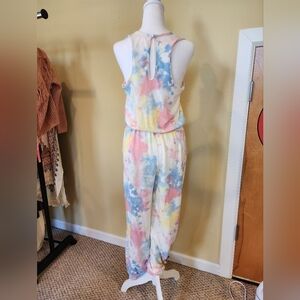 Pink Lily Tie Dye knot jumpsuit